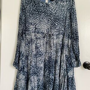 Blue and White Animal Print Dress
